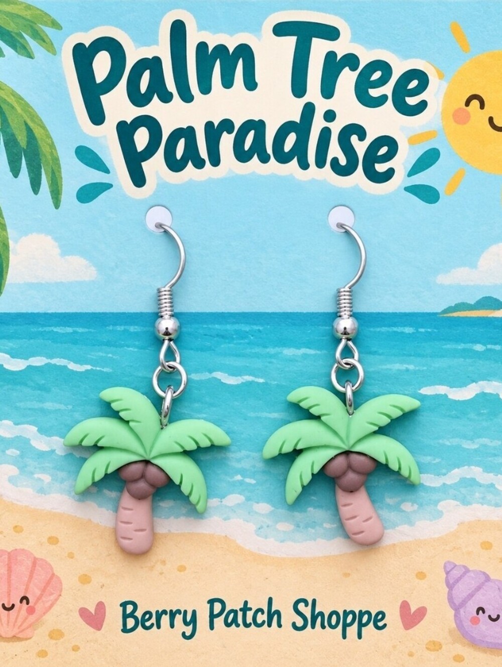 Fun Summer Beach Palm Tree Paradise Earrings